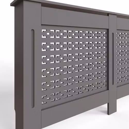 FWStyle Grey Geometric Large Radiator Cover Shelf Cabinet, W/D/H: 152 x 82.3 x 19 cm – 3