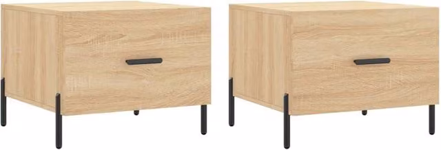 Berkfield Home Set of 2 Sonoma Oak Coffee Tables in Light Brown, W/D/H: 50 x 50 x 40 cm