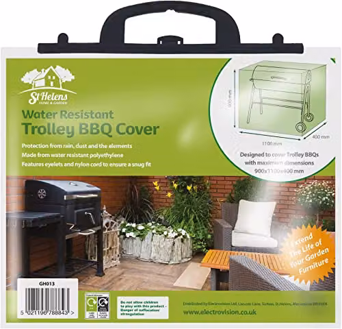 St Helens Home & Garden Water Resistant Trolley BBQ Cover in Green, W/D/H: 110 x 90 x 3.7 cm – 1