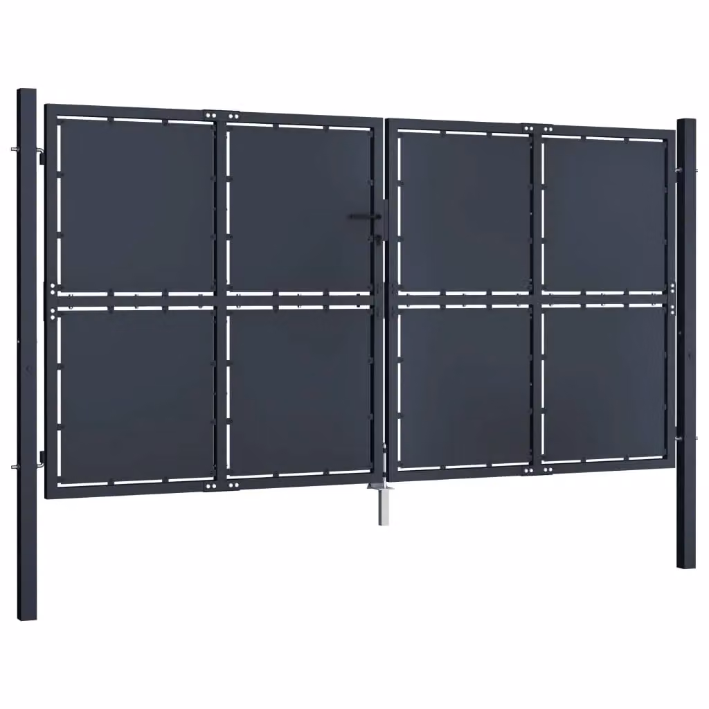 Berkfield Home Anthracite Steel Swing Garden Gate W: 300 cm, H: 175 cm – 2