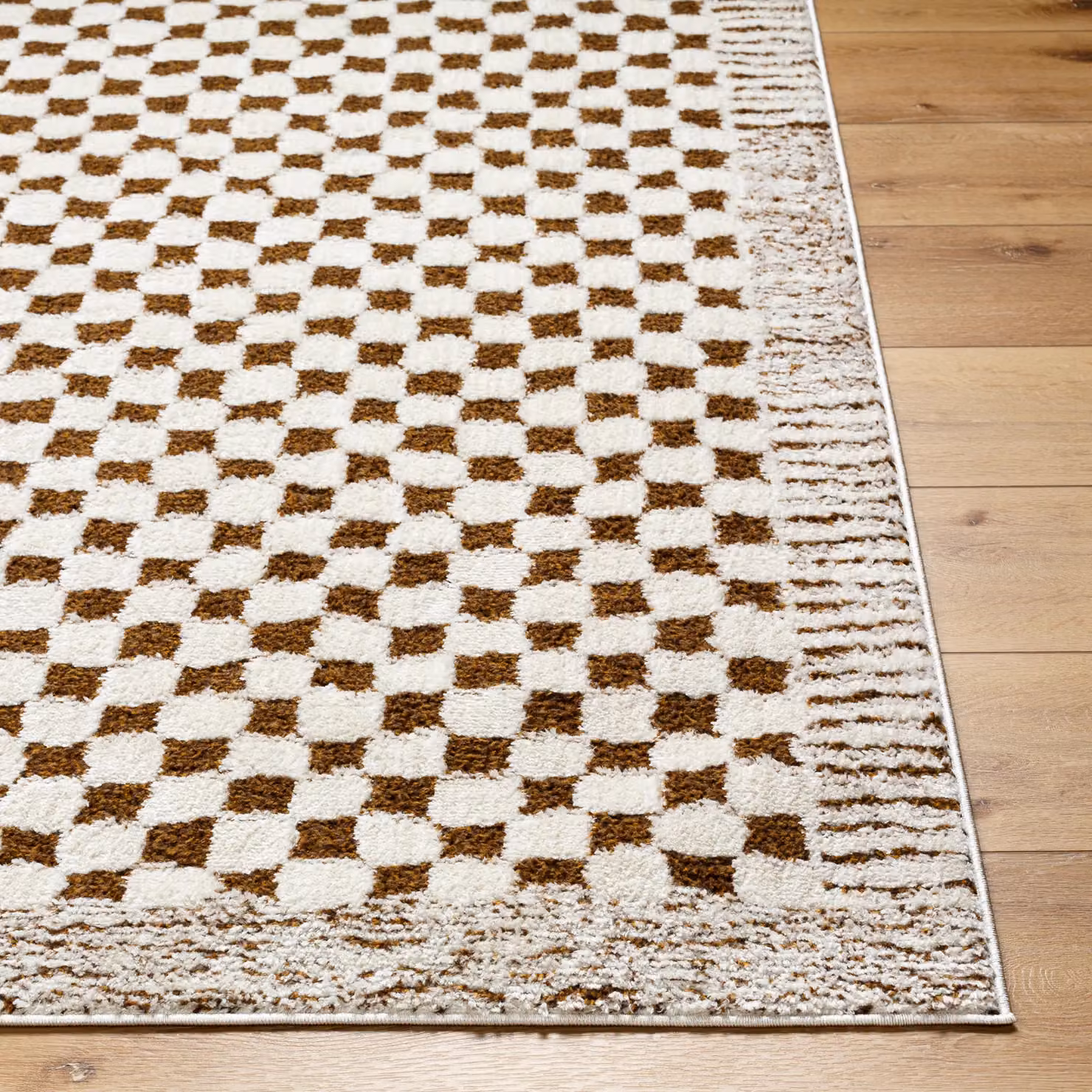 Livabliss Freud Modern Checkerboard High Pile Living and Dining Rug in Black and Brown, W: 80 cm, L: 220 cm – 5