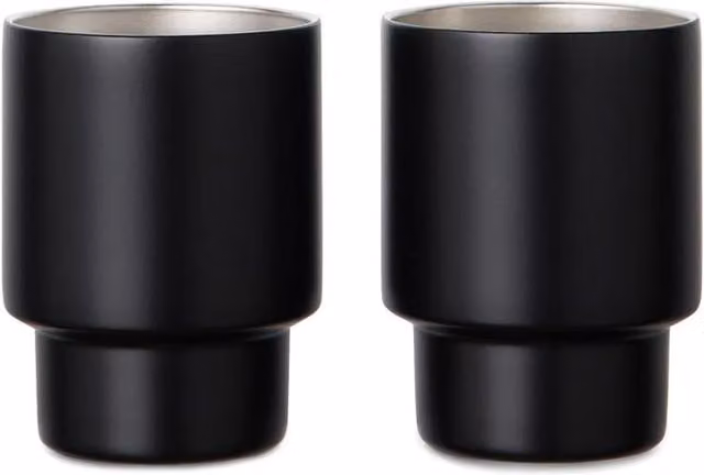 Vinga Nagano Double Walled Stackable Stainless Steel Mug Pack of 2 in Black – 1