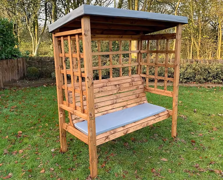 Charles Taylor Trading Bramham Three Seater Garden Arbour in Grey and Brown