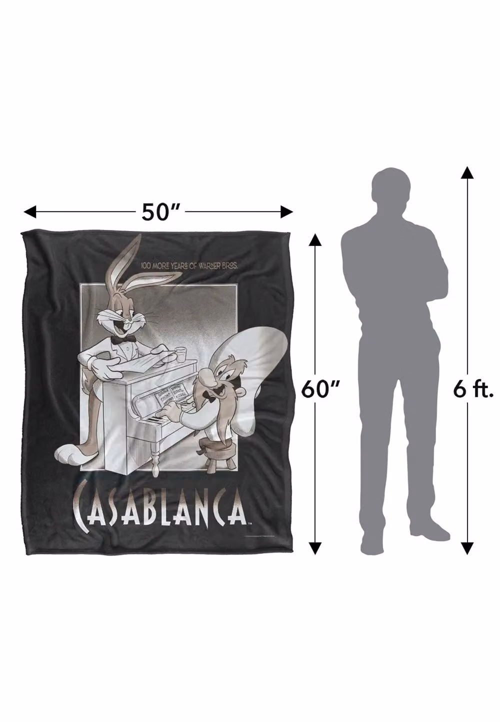 Warner Brothers Looney Tunes Silky Touch Super Soft Throw Blanket, White, W: 152 cm, D: 127 cm – 4