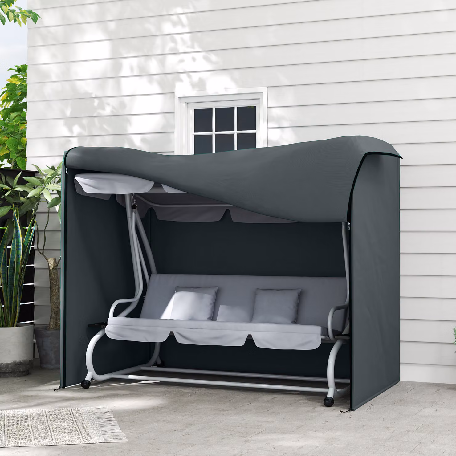 Outsunny Three-Seater Swing Chair Protective Cover, Grey, W: 220 cm, D: 125 cm, H: 120 cm – 2