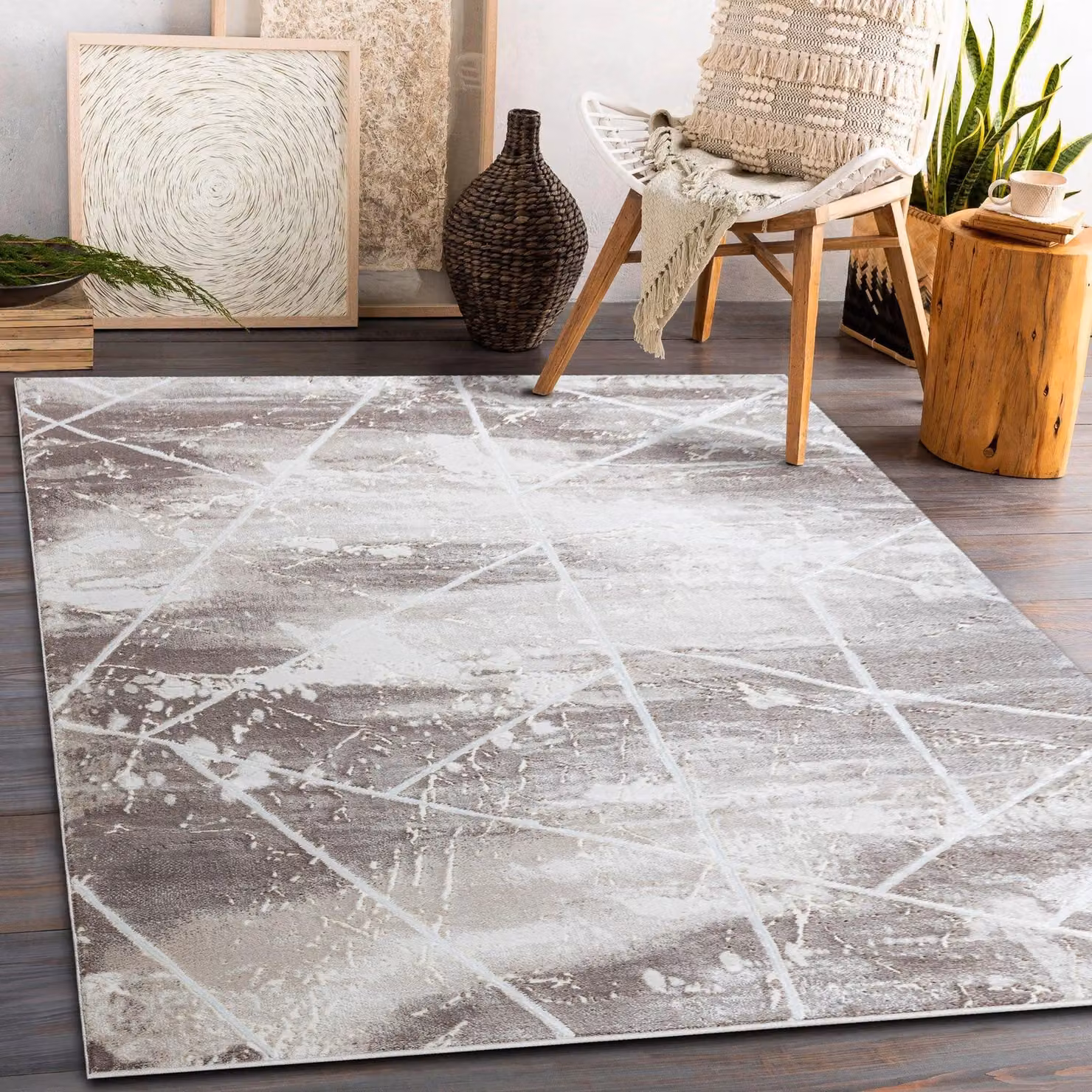 RugsX Core Abstract Modern Rug in Beige, W/D: 80 x 150 cm – 2