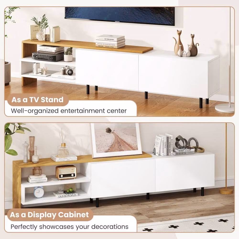 Gymax Modern White TV Stand Cabinet for up to 80 Inch TVs, Width: 181 cm – 3