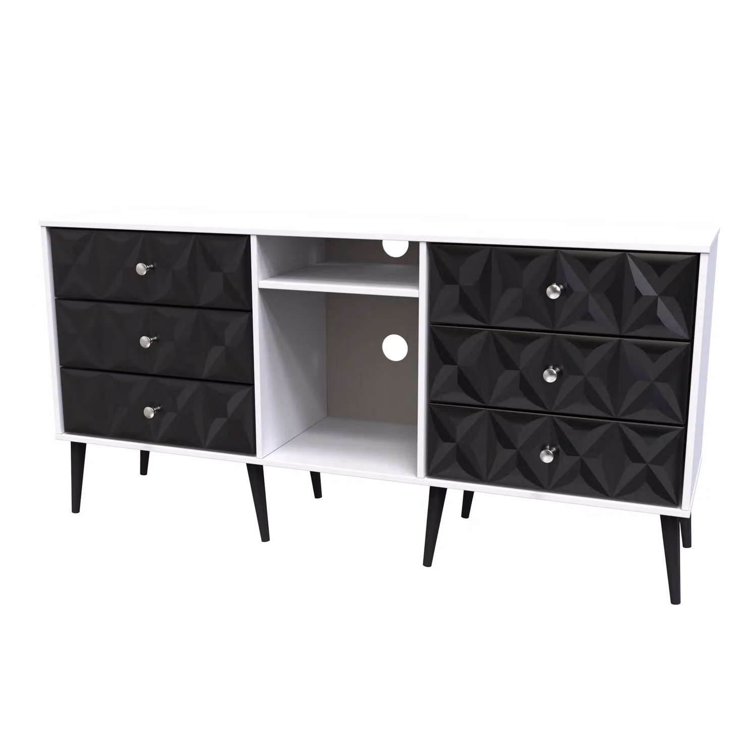 2 U Toledo 6 Drawer Sideboard in True Black, Ready Assembled – 2