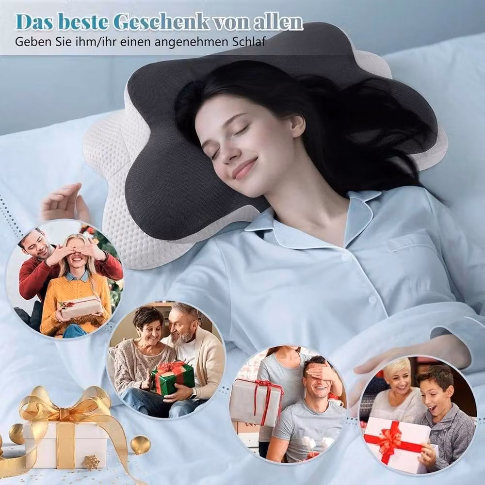 PAWNORA Memory Foam Neck Pain Relief Pillow in Grey, W: 120 cm, D: 135 cm – 5