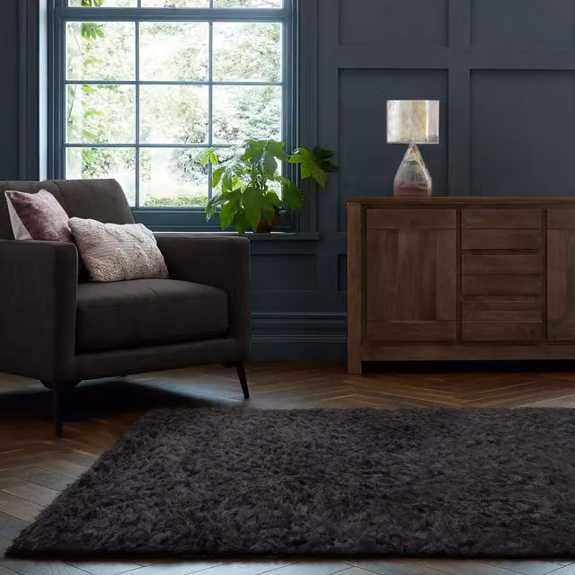 Home Republic Montana Fluffy Textured Rug in Grey Anthracite, W: 80 cm, L: 150 cm – 1