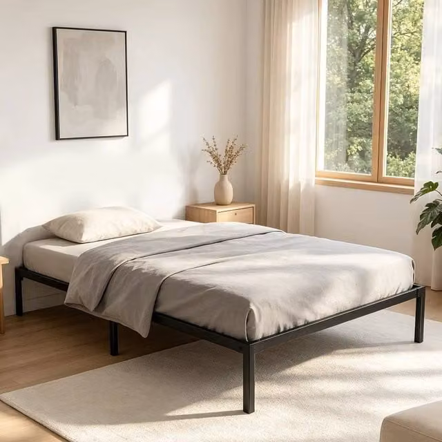 EONLION Strong Single 3ft Metal Bed Frame in Black