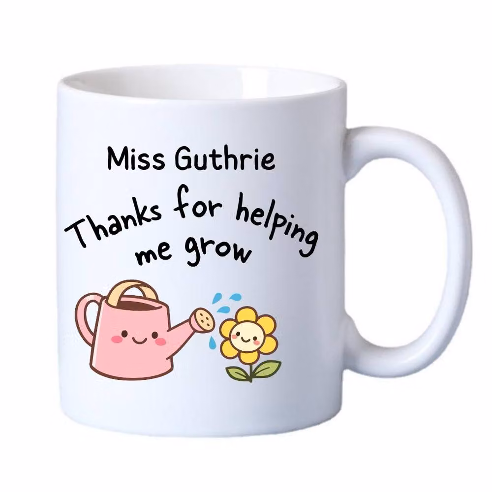 Aye Do Gifts Teacher Thanks For Helping Me Grow Floral Ceramic Mug in White – 2