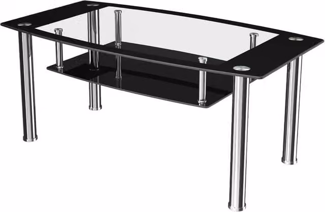 AVF Black Glossy Rectangular Glass Coffee Table W: 110 cm, D: 60 cm – 1