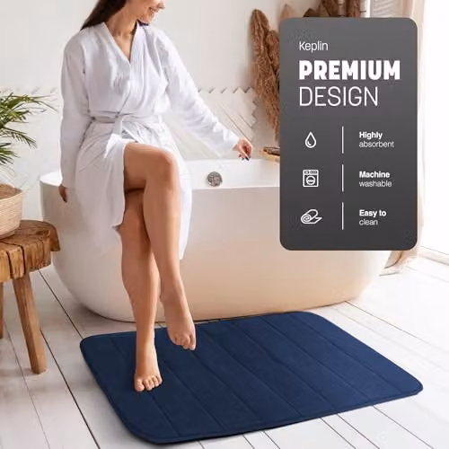 Keplin Memory Foam Bath Mat, Blue, W: 50 cm, L: 80 cm – 4