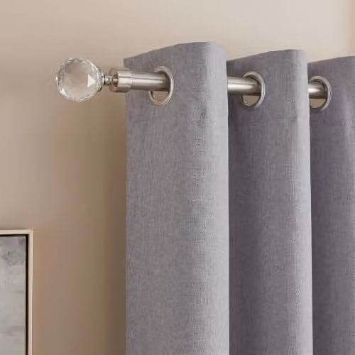 OHS Crystal Ball Extendable Metal Curtain Pole with Brackets, Gun Metal Grey, Diameter: 16 mm, Length: 120-220 cm – 1
