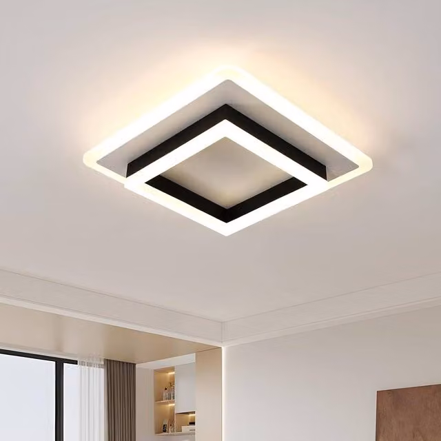 Goeco Modern Square LED Ceiling Light in Black, 30W, Diameter: 30 cm