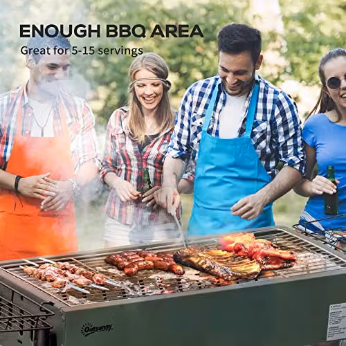 Outsunny Portable Charcoal Barbecue Grill in Green – 4