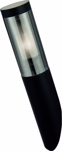 Batton Black Metal Outdoor Wall Light with Motion Sensor and Smoked Polycarbonate Cover