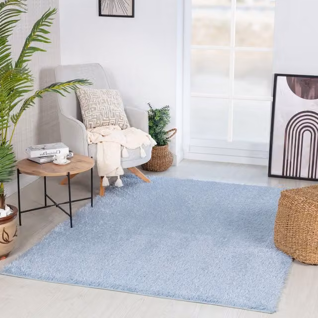 Livabliss Moda Shag Plush Pile Rectangular Rug in Blue, Beige, Pink or Grey, W: 160 cm, D: 215 cm