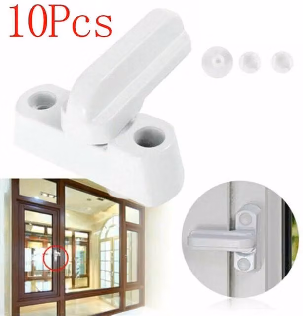 NESTLUNE 10 Pack White UPVC Window Safety Locks and Door Sash Jammers