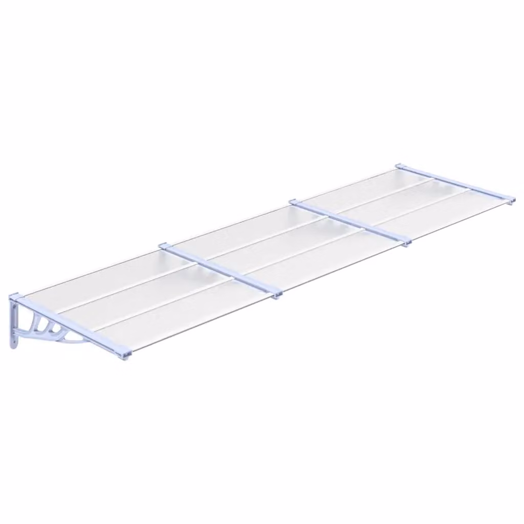 Berkfield Home Polycarbonate Door Canopy in Grey and Transparent, W: 297.5 cm, D: 90 cm – 2