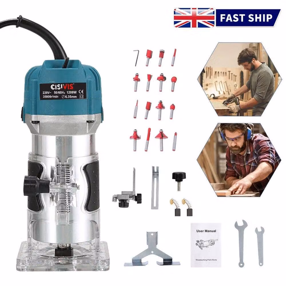 SPETLEK 1200W 1/4 inch 35000RPM Electric Hand Trimmer Palm Router in Blue and Multicolour – 2