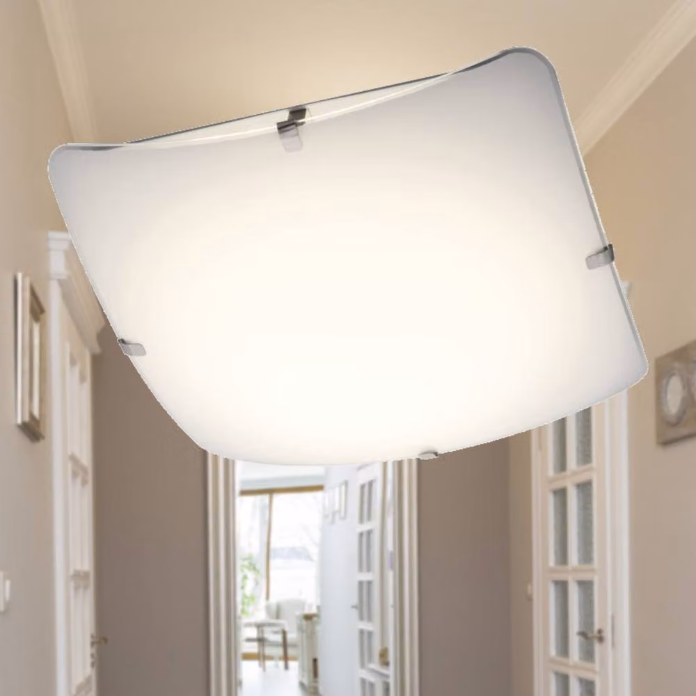 First Choice Lighting Eden Set of 2 White LED Flush Ceiling Lights with Glass Covers – 2