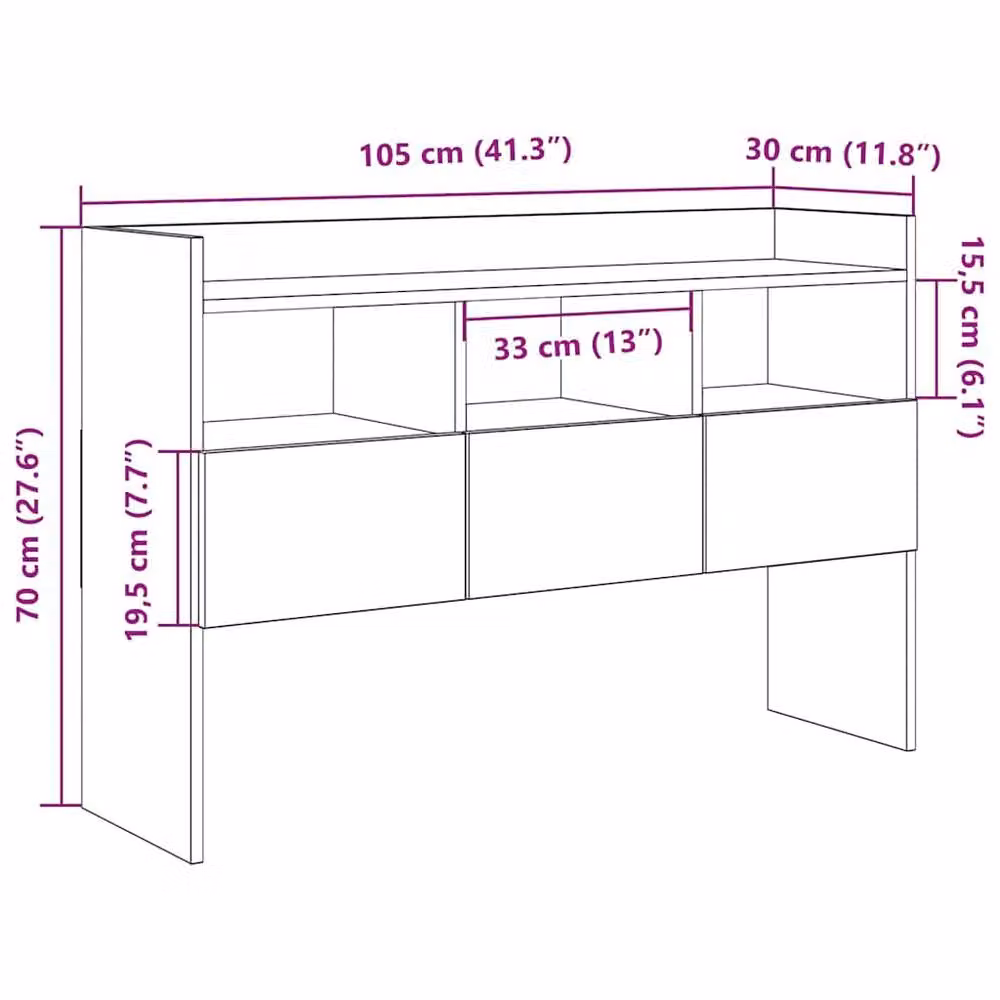 Berkfield Home Old Wood Sideboard in Brown, Engineered Wood, W: 105 cm, D: 30 cm, H: 70 cm – 5