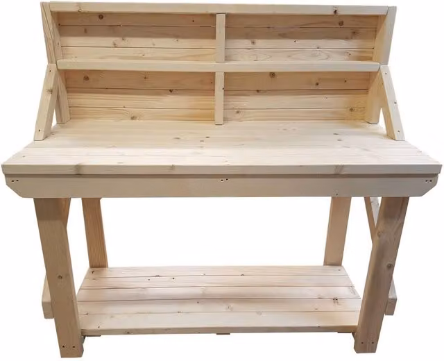 Arbor Garden Solutions Natural Wooden Workbench with Pegboard, 240 cm