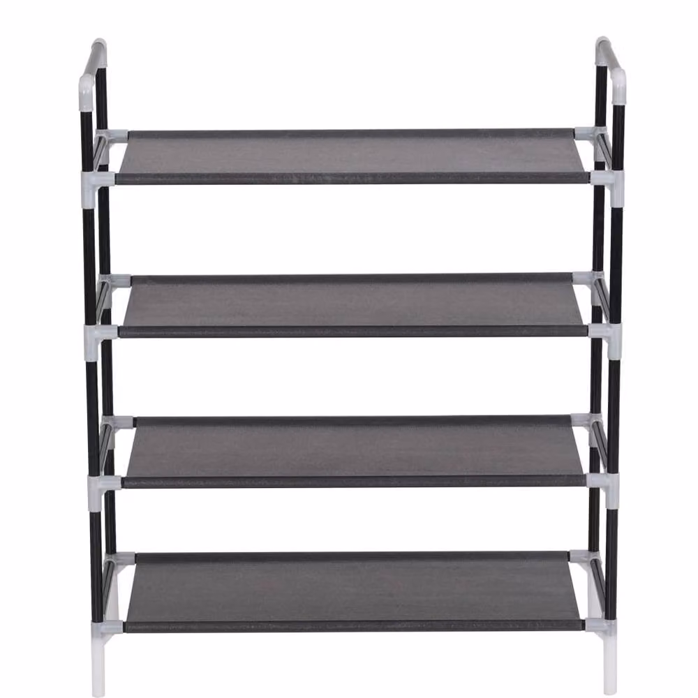 Berkfield Home Black Freestanding 4-Shelf Shoe Rack with Metal and Plastic Construction W/D/H: 67.0 x 29.0 x 29.0 cm – 3