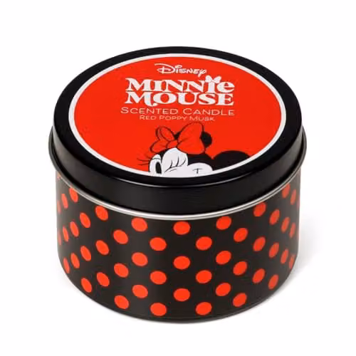 Disney Minnie Mouse Scented Tin Candle, Red Poppy Musk, 175g, Black
