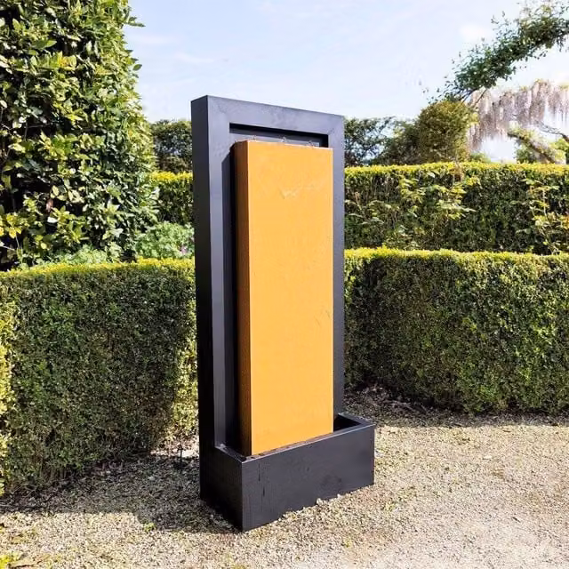 Primrose Almeida Black Zinc Column Water Wall Fountain with Lights, Height: 120 cm