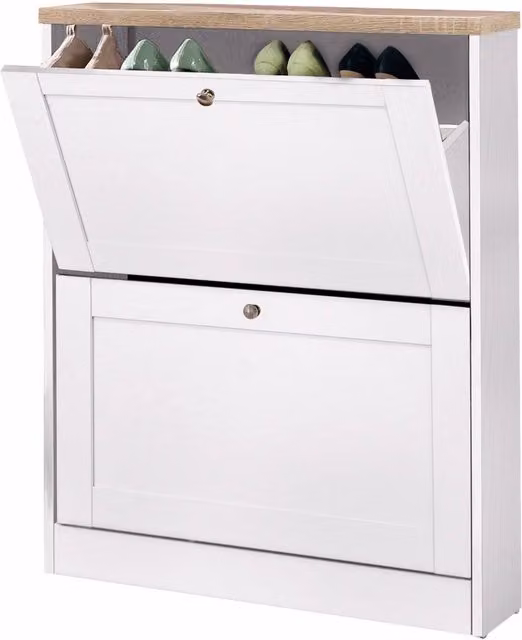 Dorel HEIDE 2 Flap Shoe Chest in White, Width: 90 cm