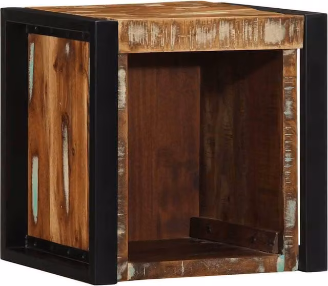 Berkfield Home Multicolour Reclaimed Solid Wood Bedside Cabinet W/D/H: 40 x 35 x 40 cm