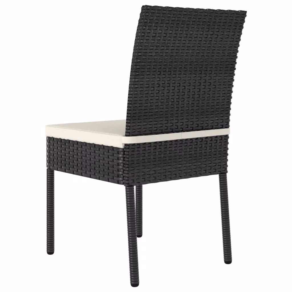 Berkfield Home 3 Piece Poly Rattan Outdoor Dining Set with Cushions in Black – 3