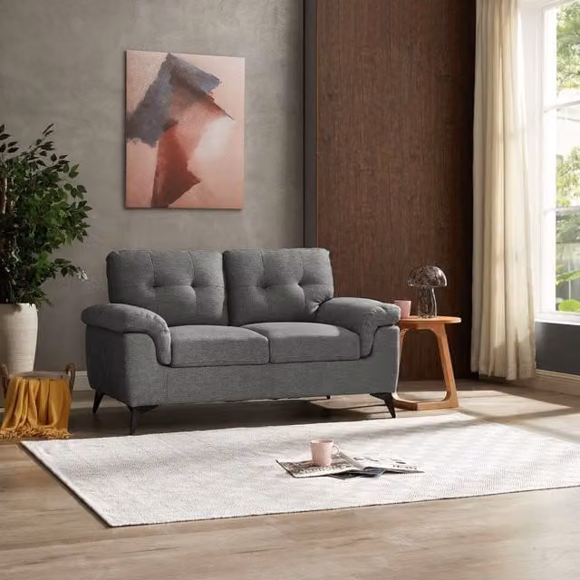 Felicity 2 Seater Sofa Range in Dark Grey Linen with Sleeping Function
