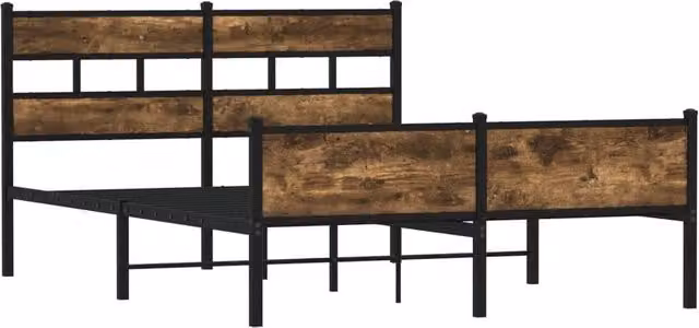 Berkfield Home Elegant Bed Frame in Smoked Oak and Brown, W/D/H: 140 x 200 x 91.5 cm – 1