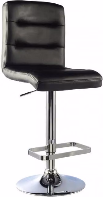 netfurniture Kowdon Bar Stool Set of 2 in Black PU Leather and Chrome