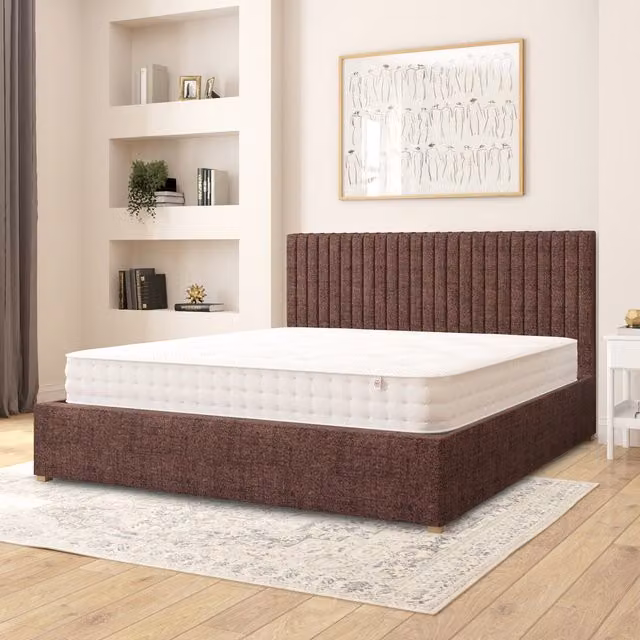 Aspire Grant Fabric Ottoman Storage Bed in Chocolate Yorkshire Knit Fabric, Superking, 200 x 200 cm