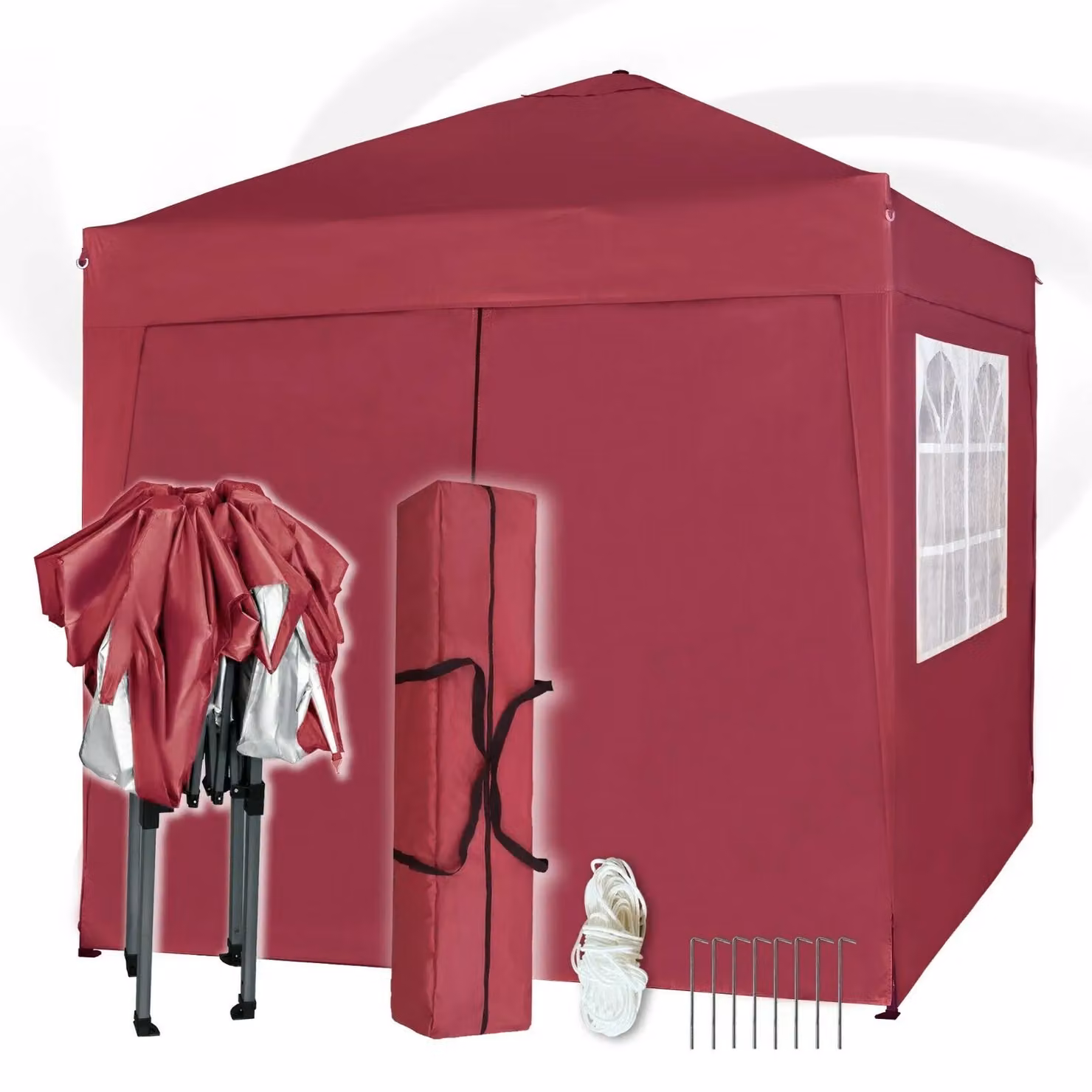 MCC Direct Red Pop Up Gazebo with Removable Sides and Storage Bag, W/D/H: 200 x 200 x 205 cm – 4