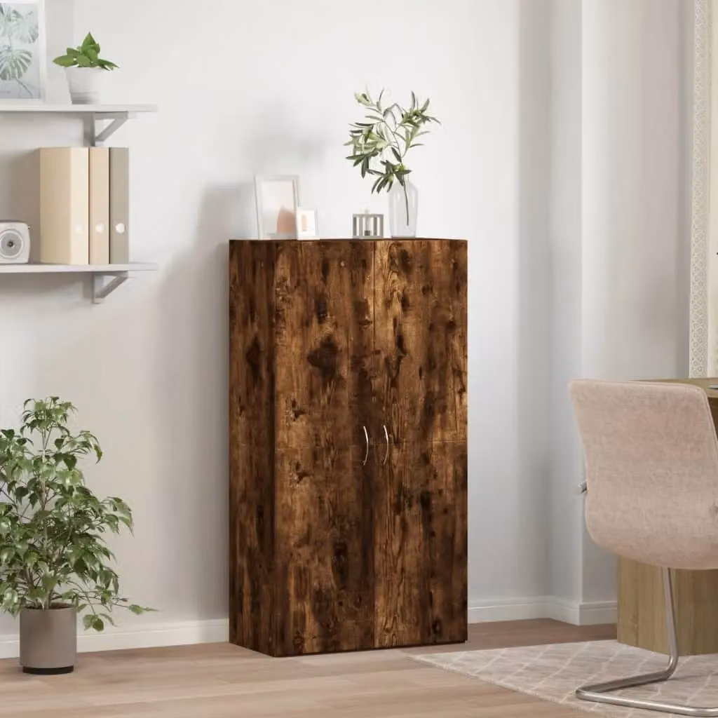 Berkfield Home Smoked Oak File Cabinet in Brown, W/D/H: 60 x 32 x 115 cm – 3