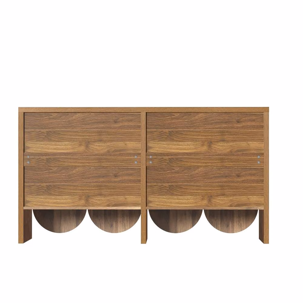 Merax Modern Walnut Look Sideboard in Brown with Four Doors and Adjustable Shelves – 3