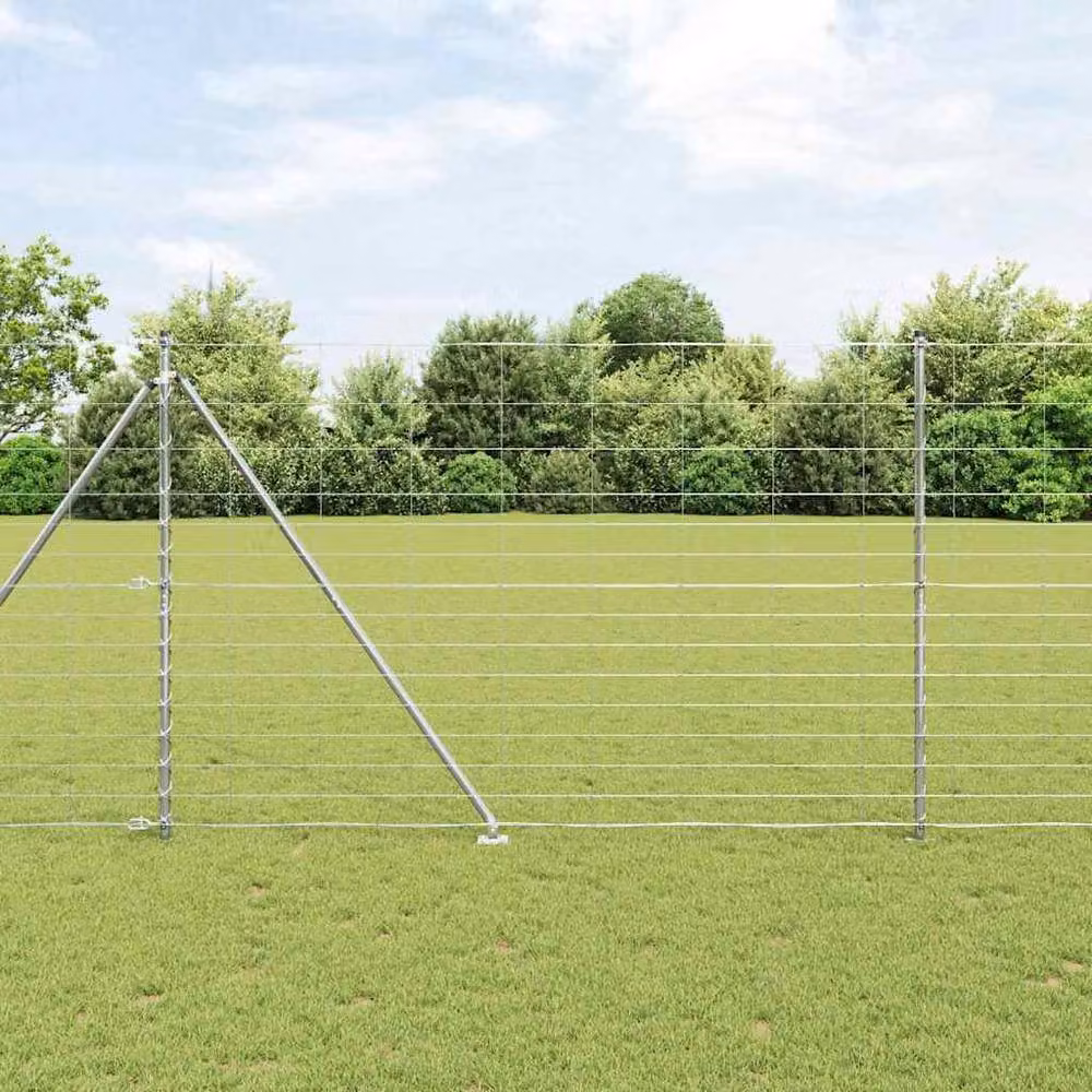 Berkfield Home Modern Field Fence in Silver Galvanised Steel, 1.6 x 25 m – 2