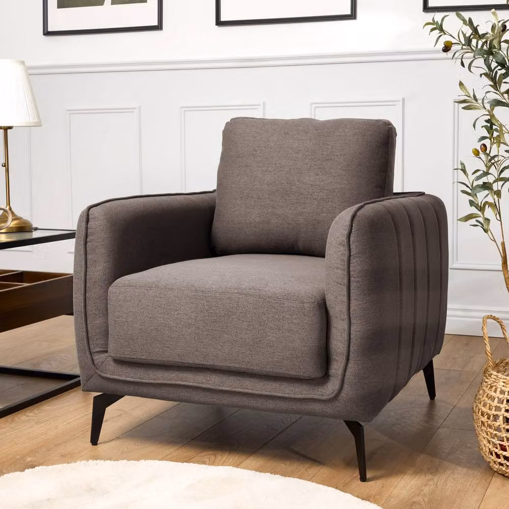 Bravich LTD Brixton 1 Seater Scandinavian Fabric Sofa in Brown – 3