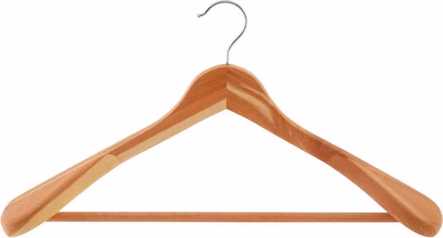 Orsina Natural Brown Cedar Wood Trouser Hanger with Metal Bar and Contoured Shoulders