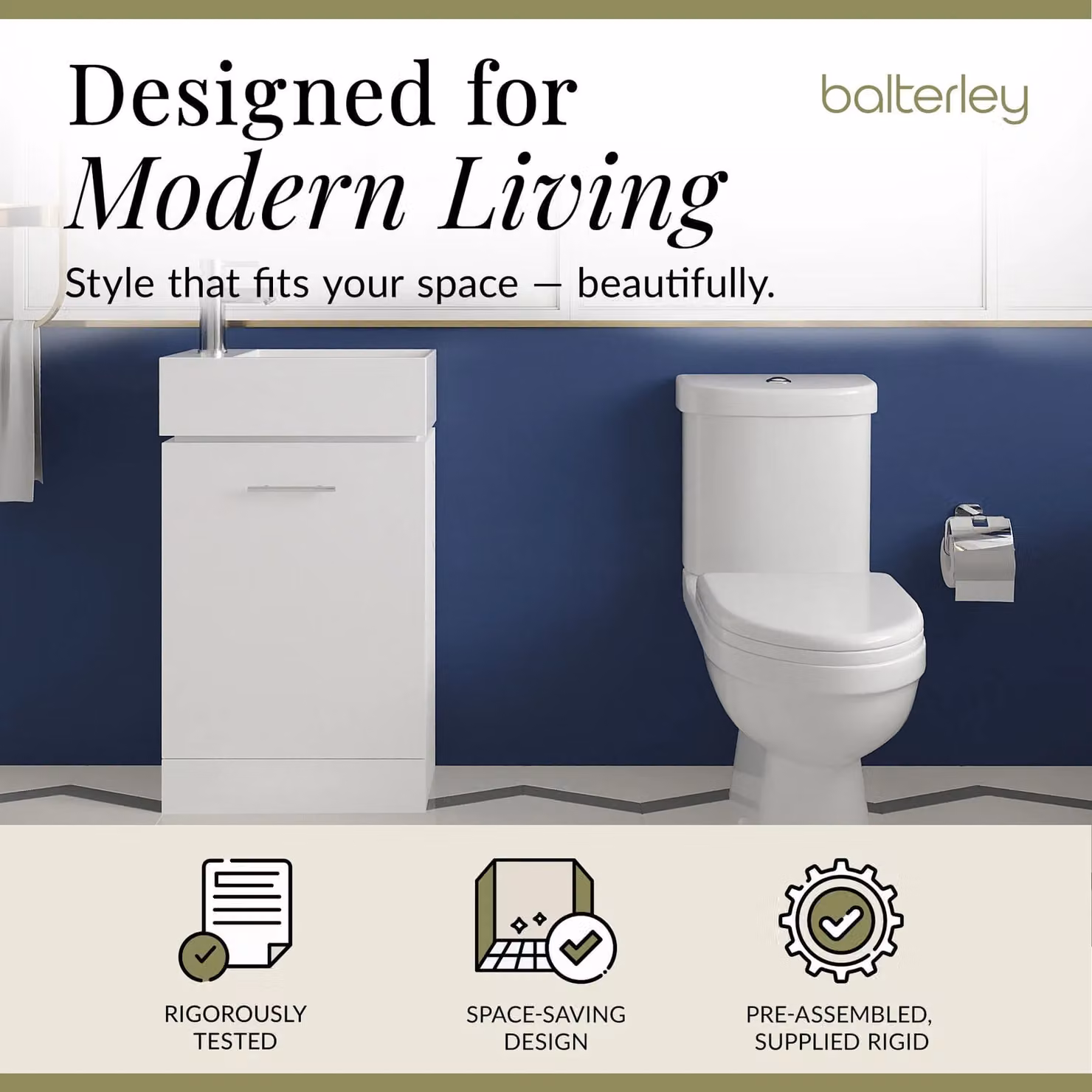 Balterley Gloss White Floor Standing Cloakroom Vanity and Toilet Set – 1