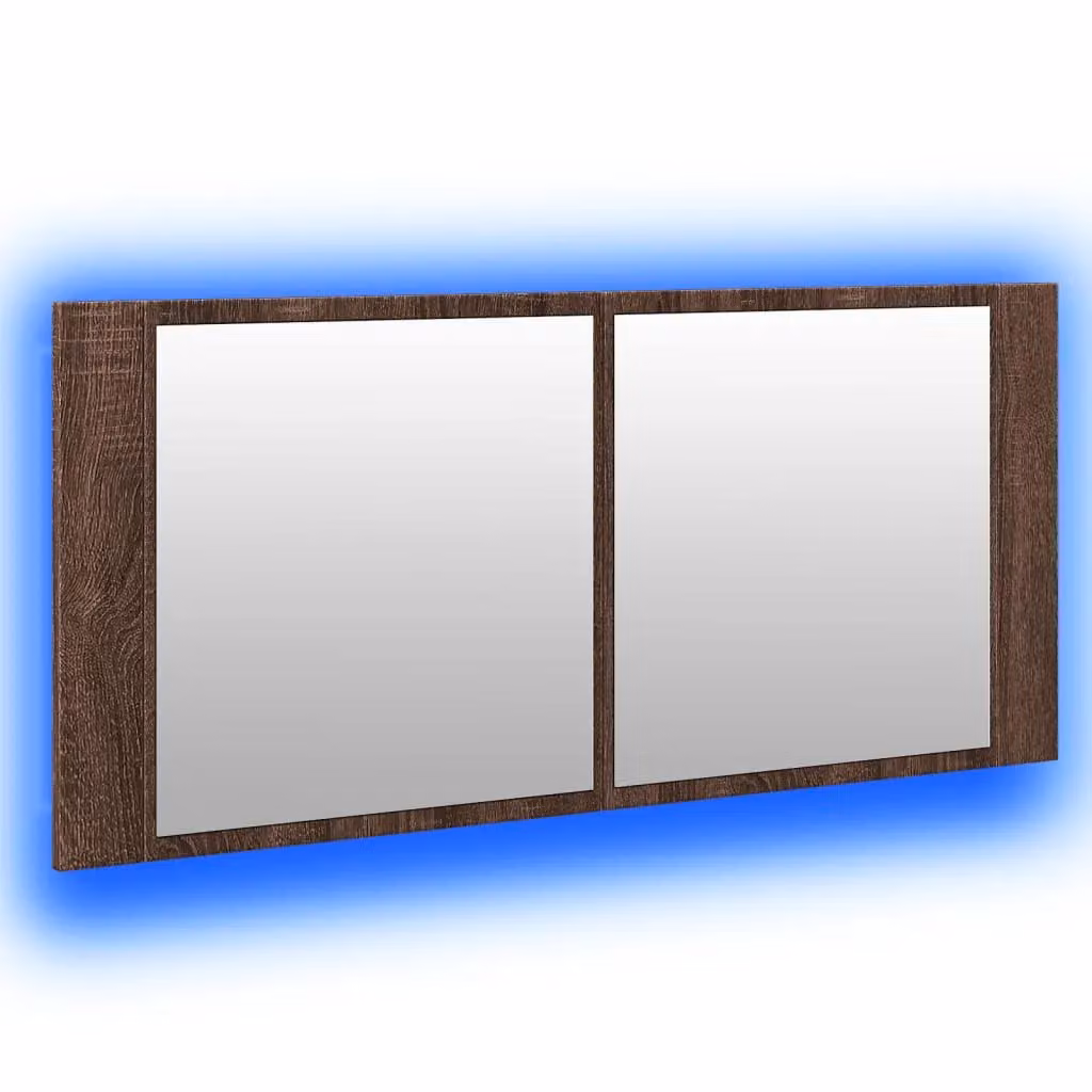 Berkfield Home LED Bathroom Mirror Cabinet in Brown Oak, W/D/H: 100 x 12 x 45 cm – 4