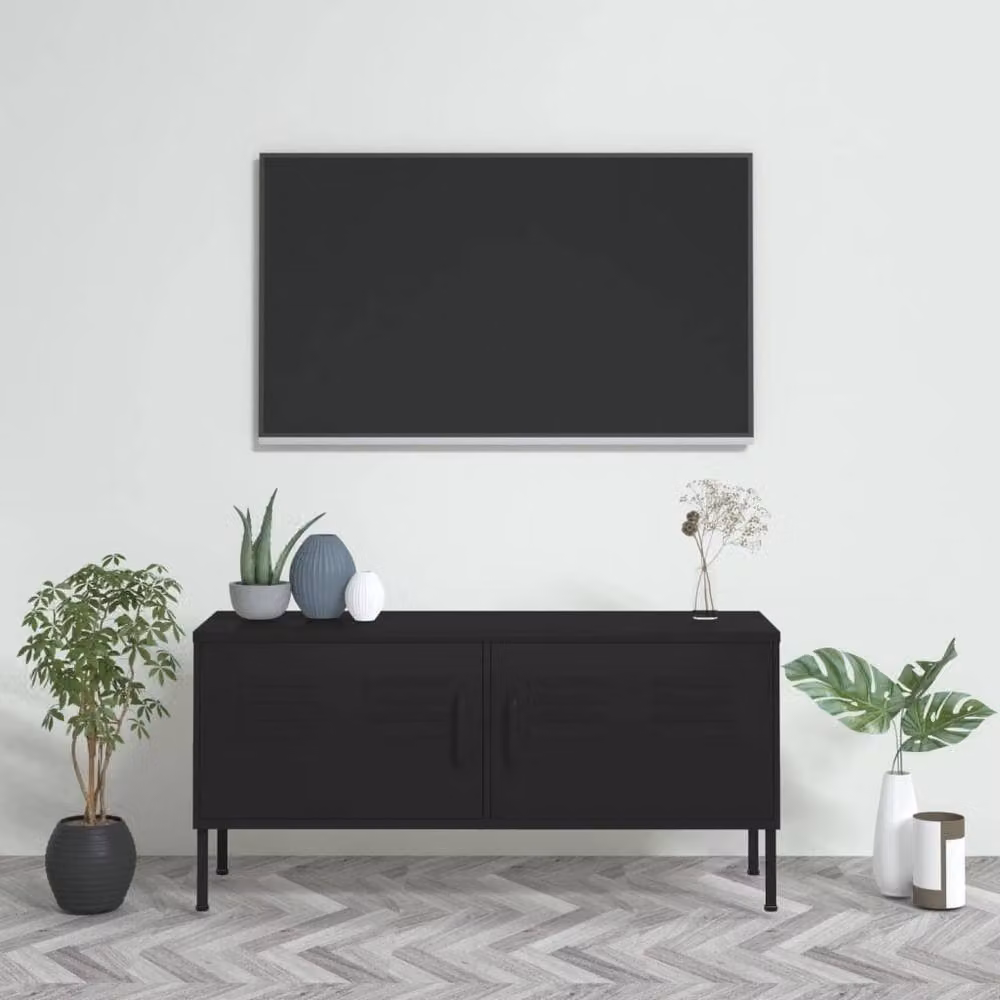 Berkfield Home Industrial Black Matt Metal TV Cabinet W/D/H: 105 x 35 x 50 cm – 2