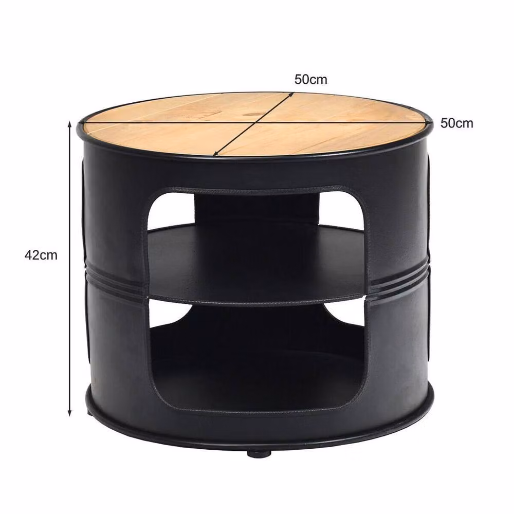 SPETLEK 3-Tier Round Black Wood and Metal Coffee and Snack Table – 2