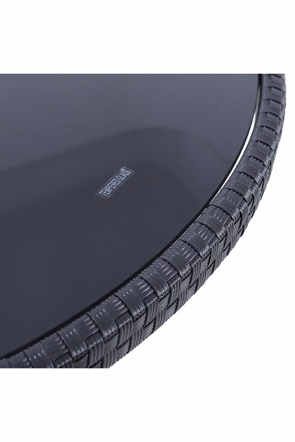 Garden Sanctuary Round Rattan Garden Table with Tempered Glass Top and Parasol Hole in Black – 2